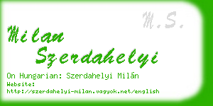 milan szerdahelyi business card